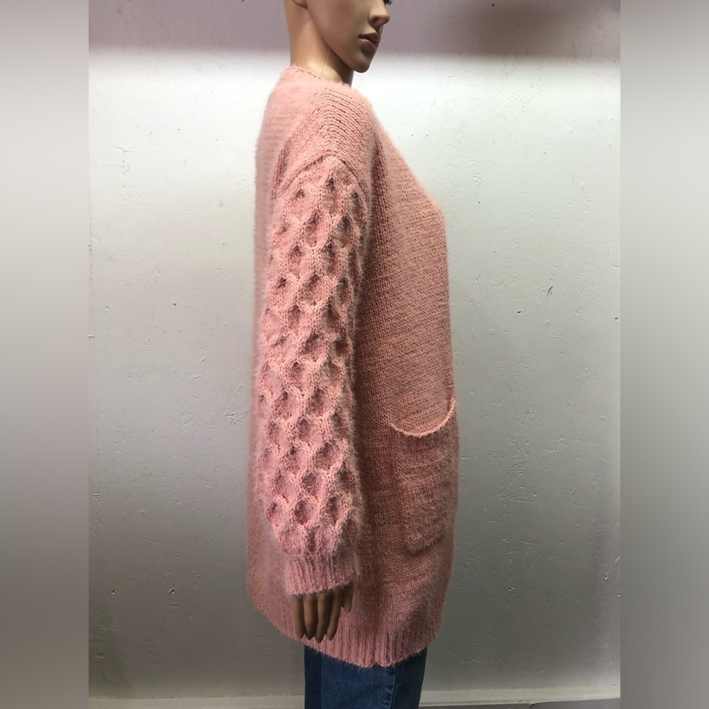 Esqualo dusty rose long open cardigan - Picture 4 of 13
